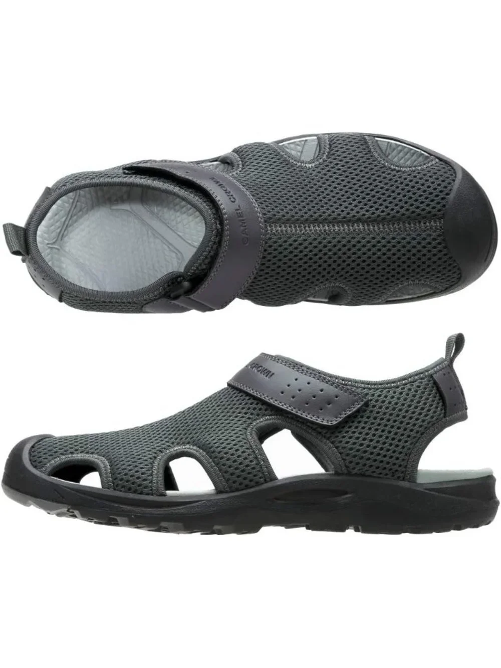 Men's Grey Mesh Hiking Sandals Closed-Toe Beach Sandal for Athletic Outdoor